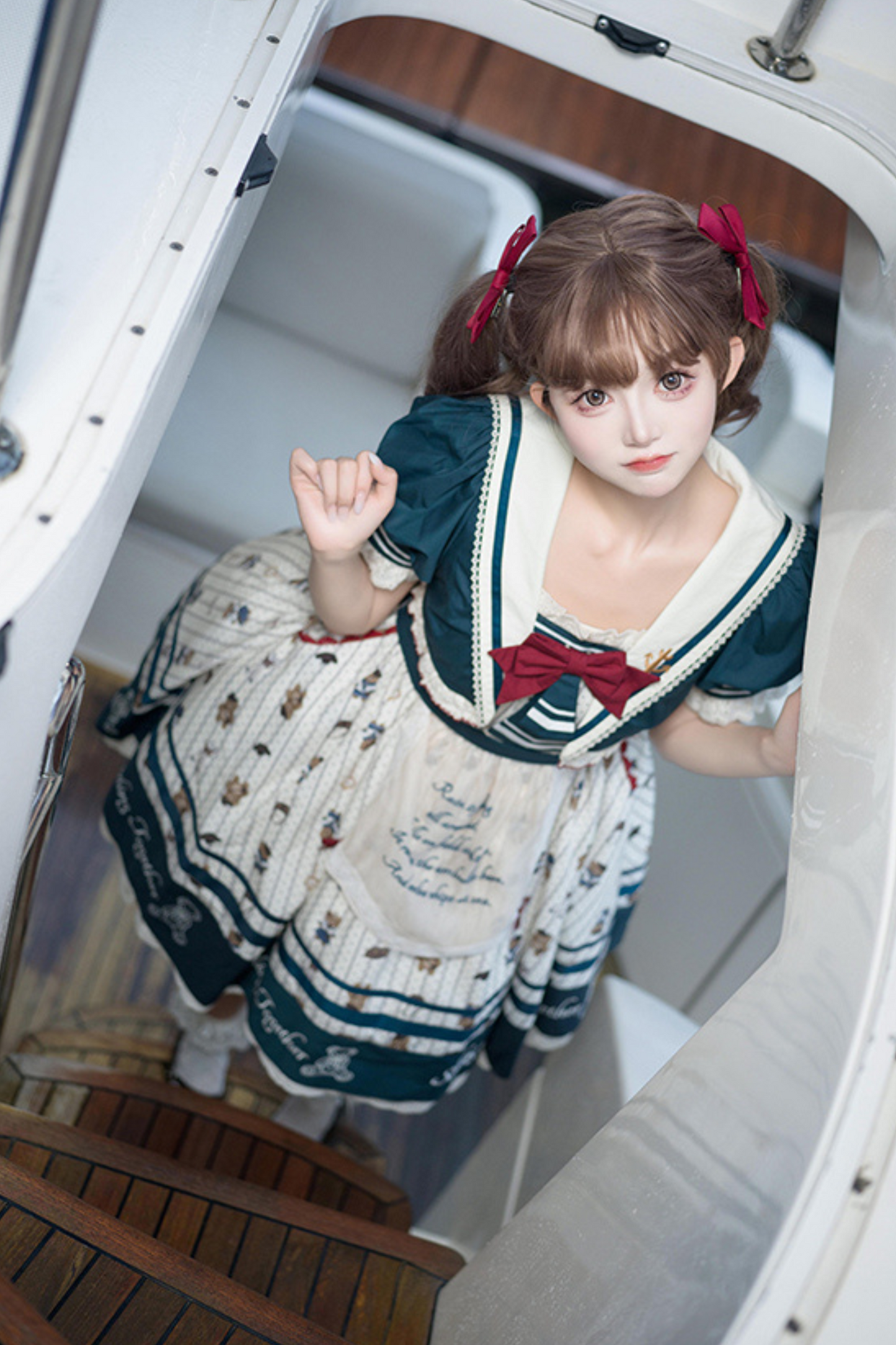 [pre-order] Jasmine Bear Marine Design Jumper Skirt + Short Outerwear