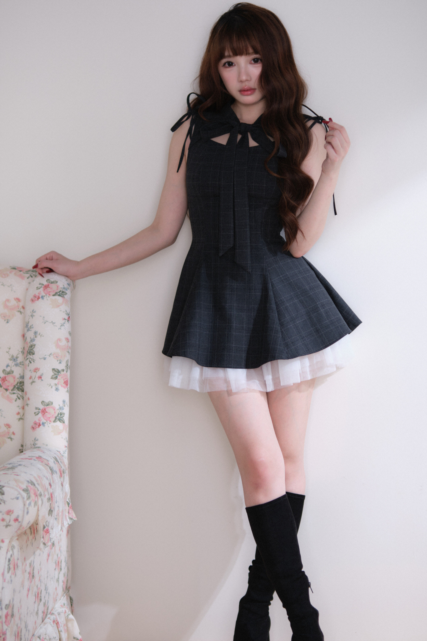 Plaid Layered Hem Sleeveless Dress