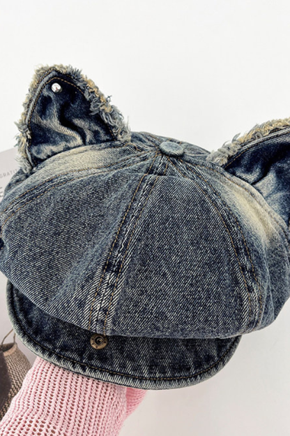 Denim Cat Ear Beret