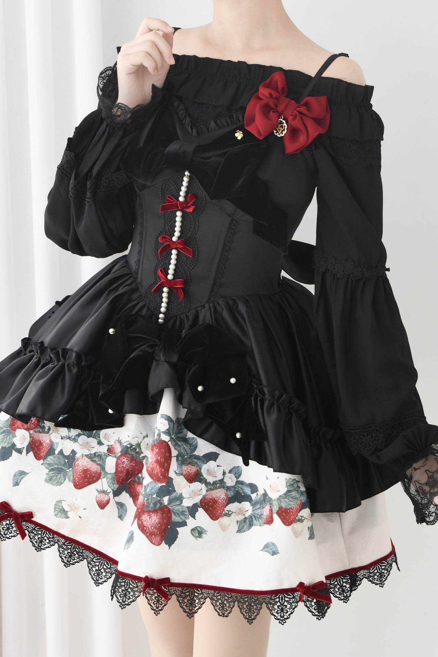 Off-shoulder Long Sleeve Romantic Blouse