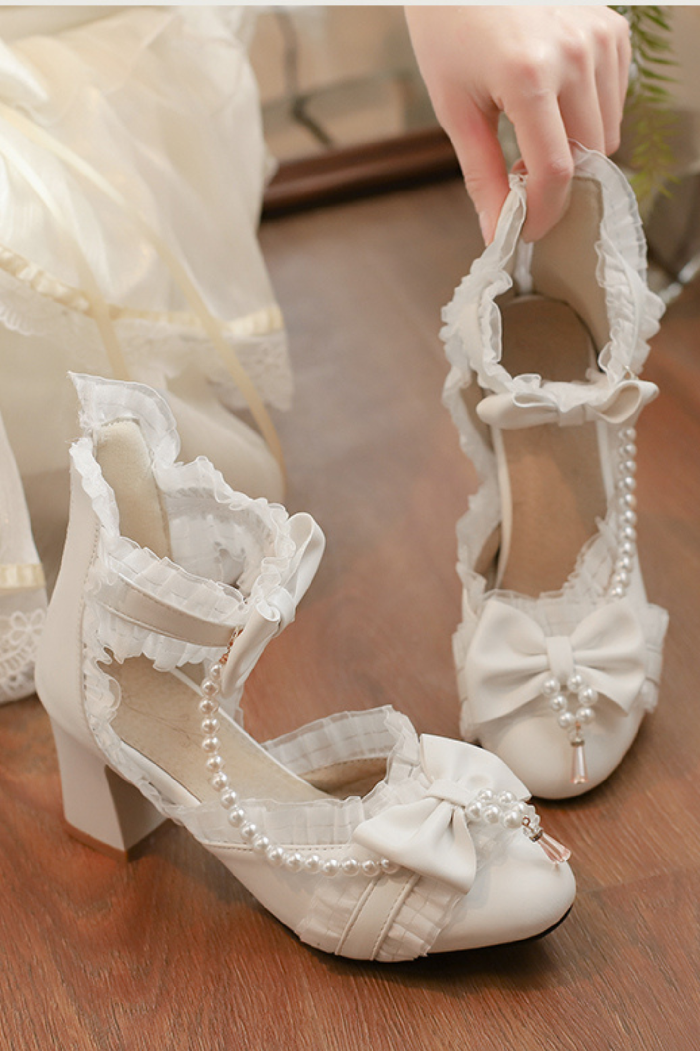 Pearl Ribbon Princess Lolita Shoes