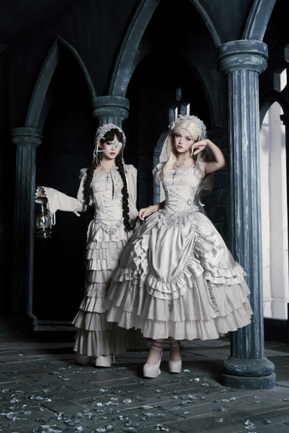 Gothic Lolita Skirt + Corset + Veil + Necklace + Waist Chain