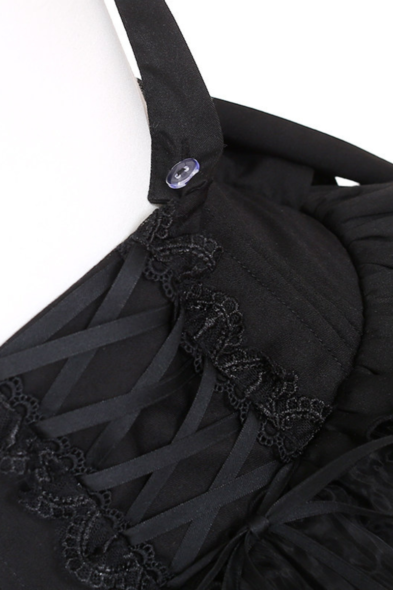 Holy Cross Flutter Sleeve Suspender Skirt + Shirt