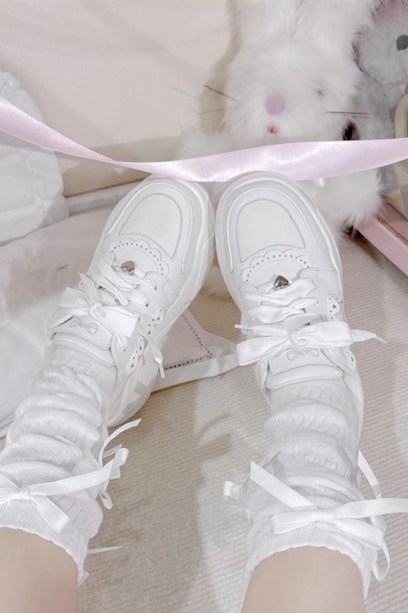 Ribbon Heart Lace Platform Sneakers