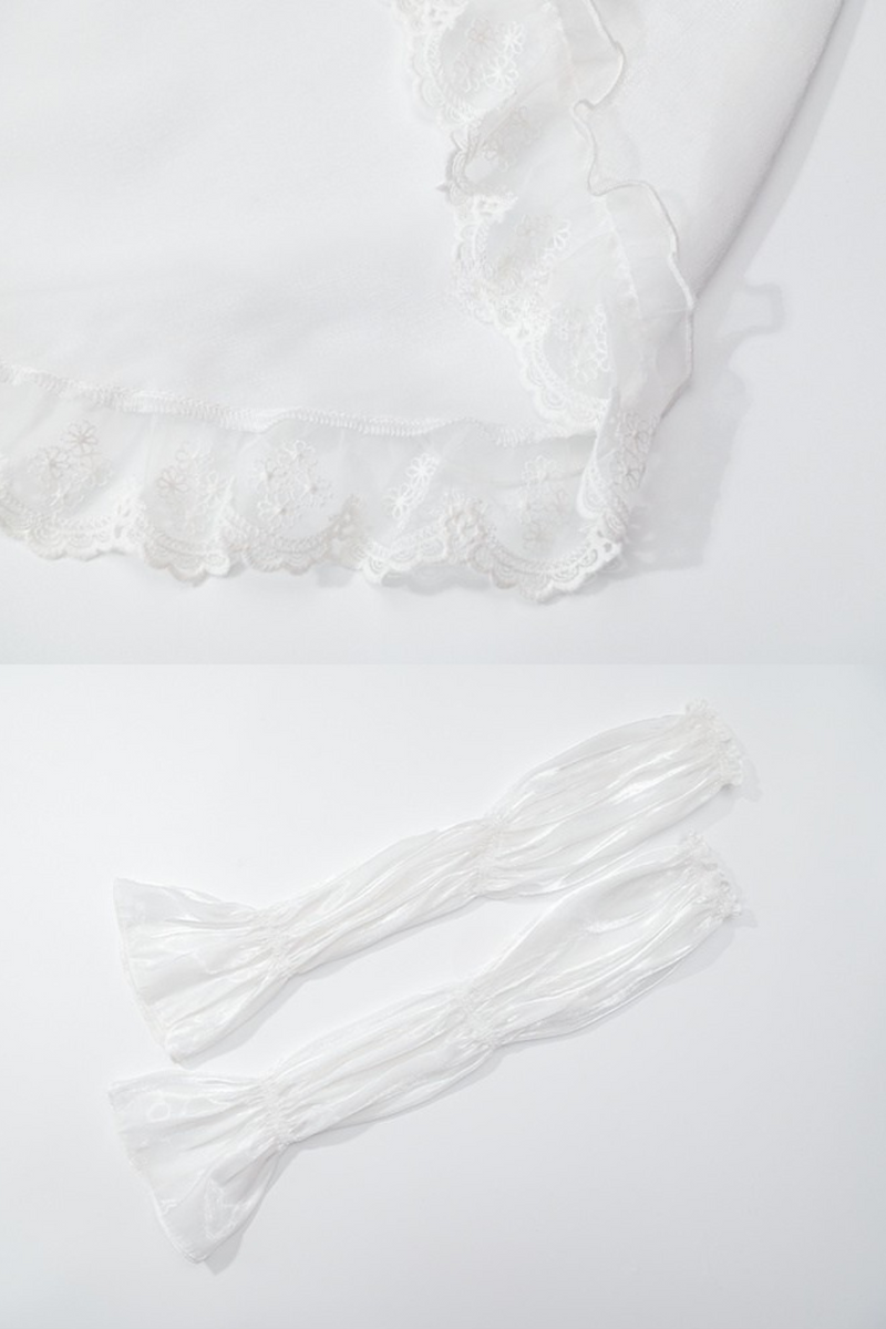 Heavy Shatin Drape Camisole Dress + Lace Asymmetric Shawl