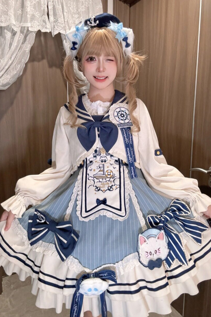 Candy Sailor Jacket + Jumper Skirt + Cat Hat + Headband