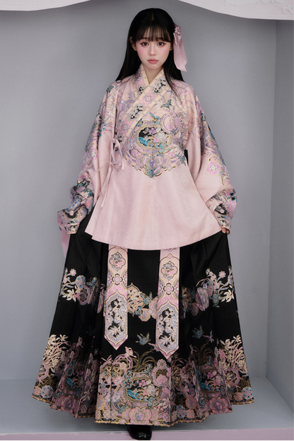 Sweet Chinese-style Jacket + Pleated Skirt + Accessories