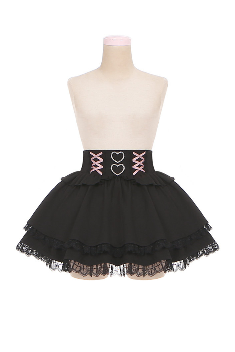 Lace Dark Shirt + Flare Skirt
