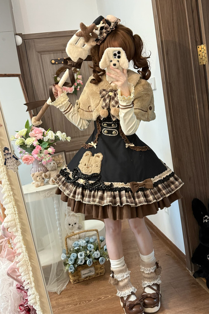 Bear Lolita Jumper Skirt + Top + Cape + Hat