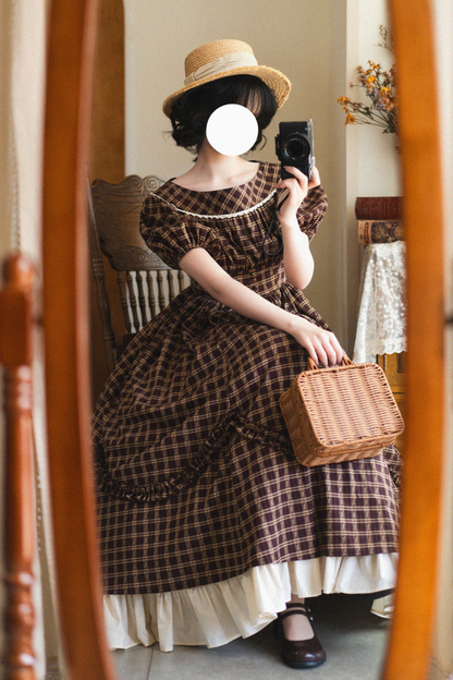 Forest Ward Retro Plaid Lolita Dress + Petticoat