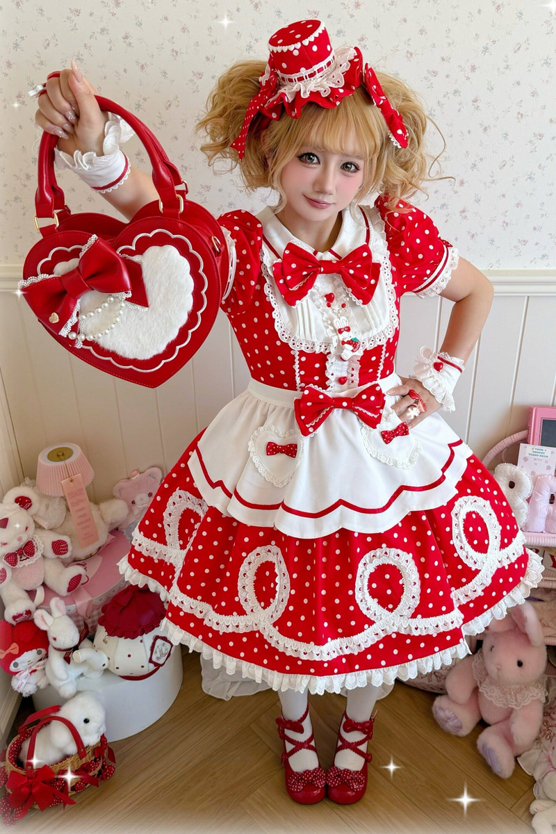[pre-order] Retro Doll-like Lolita Dress + Hair Band + Clip + Bonnet + Hat