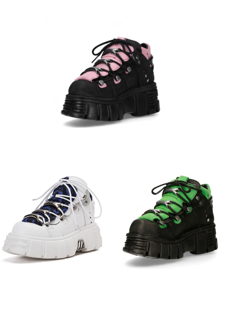 11-colors Punk Rock Retro Leather Metal Power Sole Sneaker