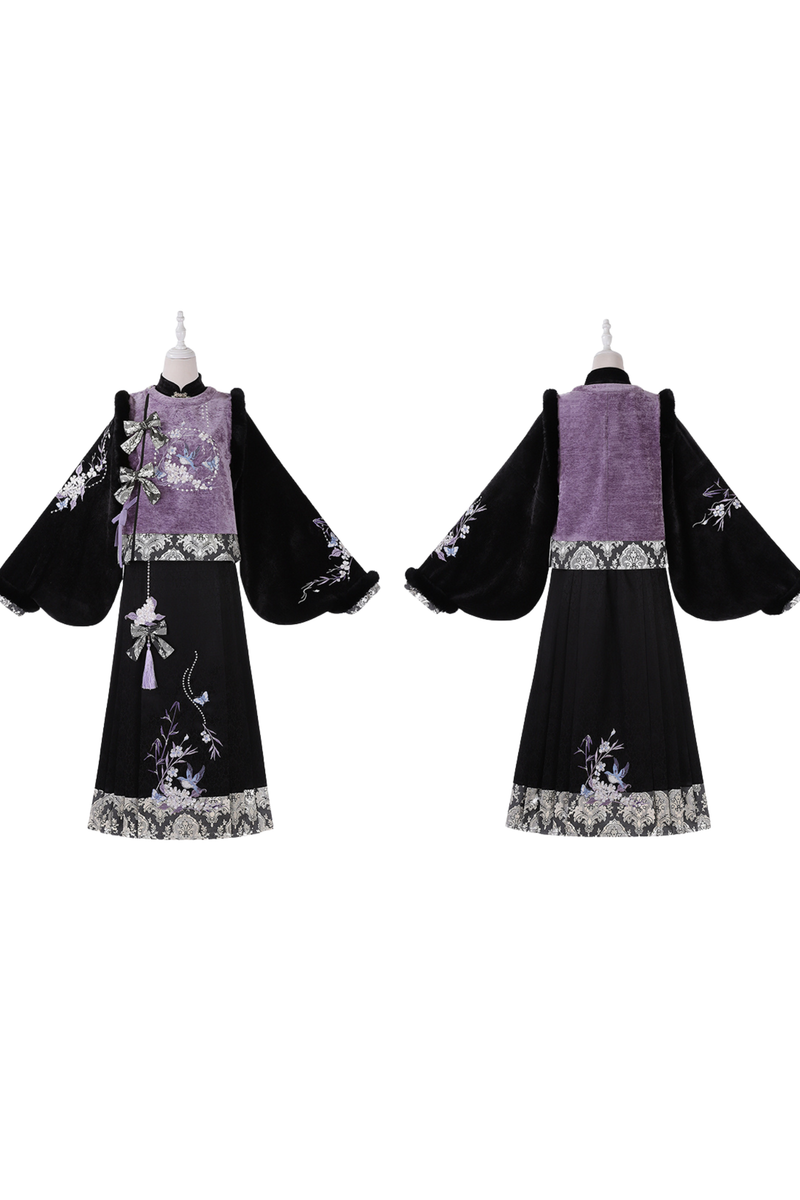 Dark Knight Chinese-style Top + Vest + Skirt