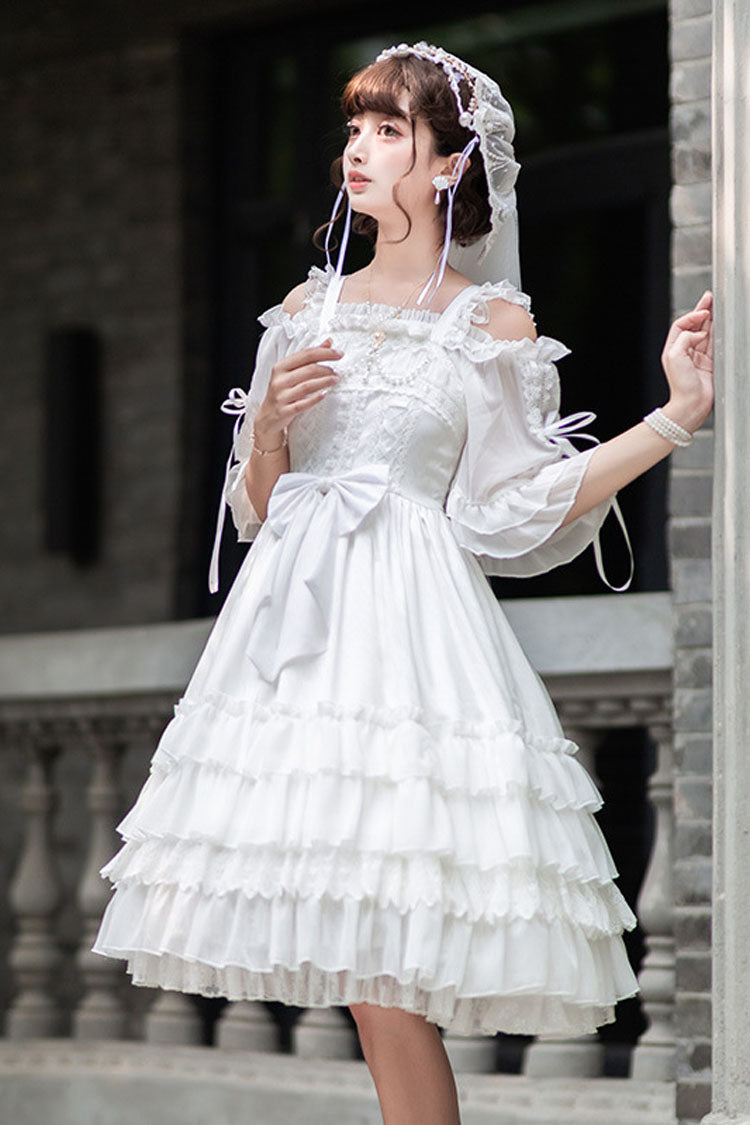 White Venus's Kiss Ruffled Multi-layer Hanayome Classic Lolita Dress
