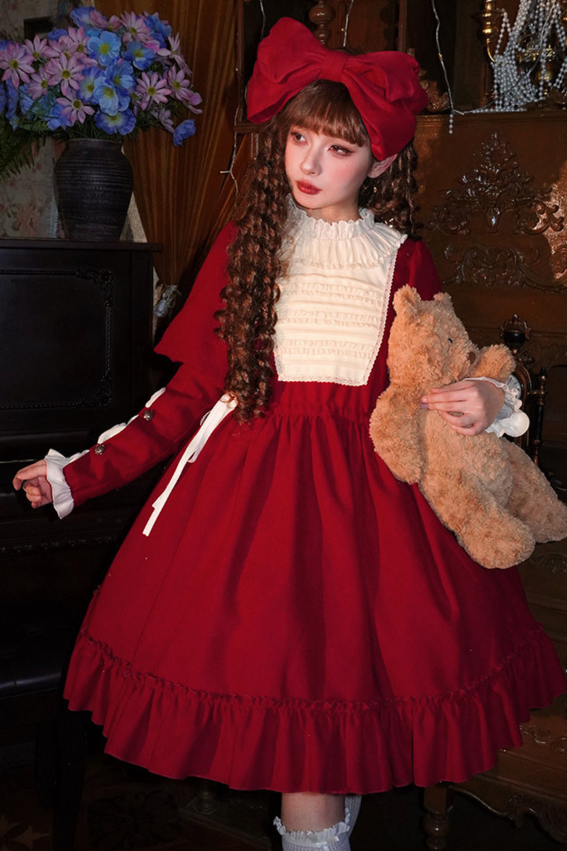Lace Ruffle Lolita Dress + Bow