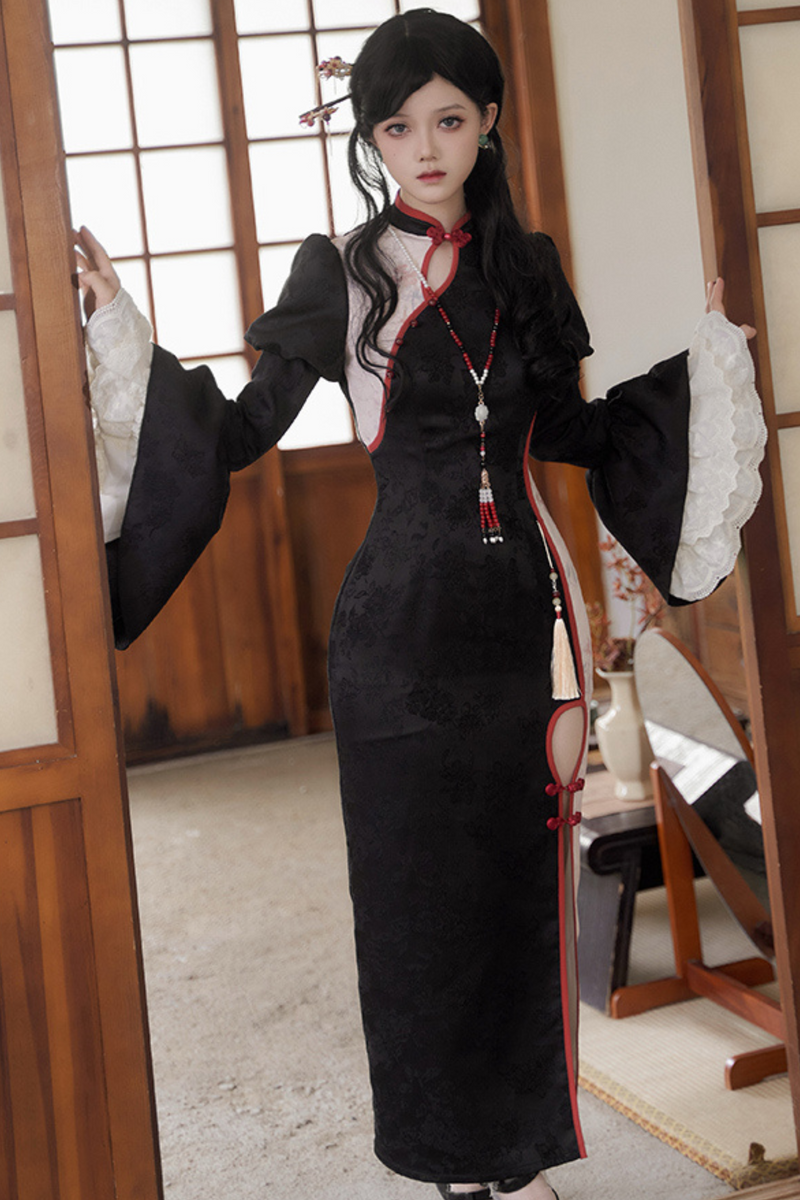 Retro Chinese-style Dress + Sleeves + Shawl + Accessories + Hairpin