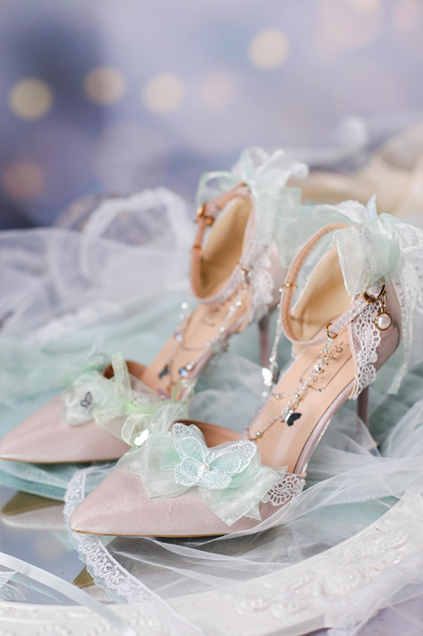 Sheer Light Chain Lolita Stiletto Pumps