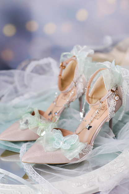 Sheer Light Chain Lolita Stiletto Pumps