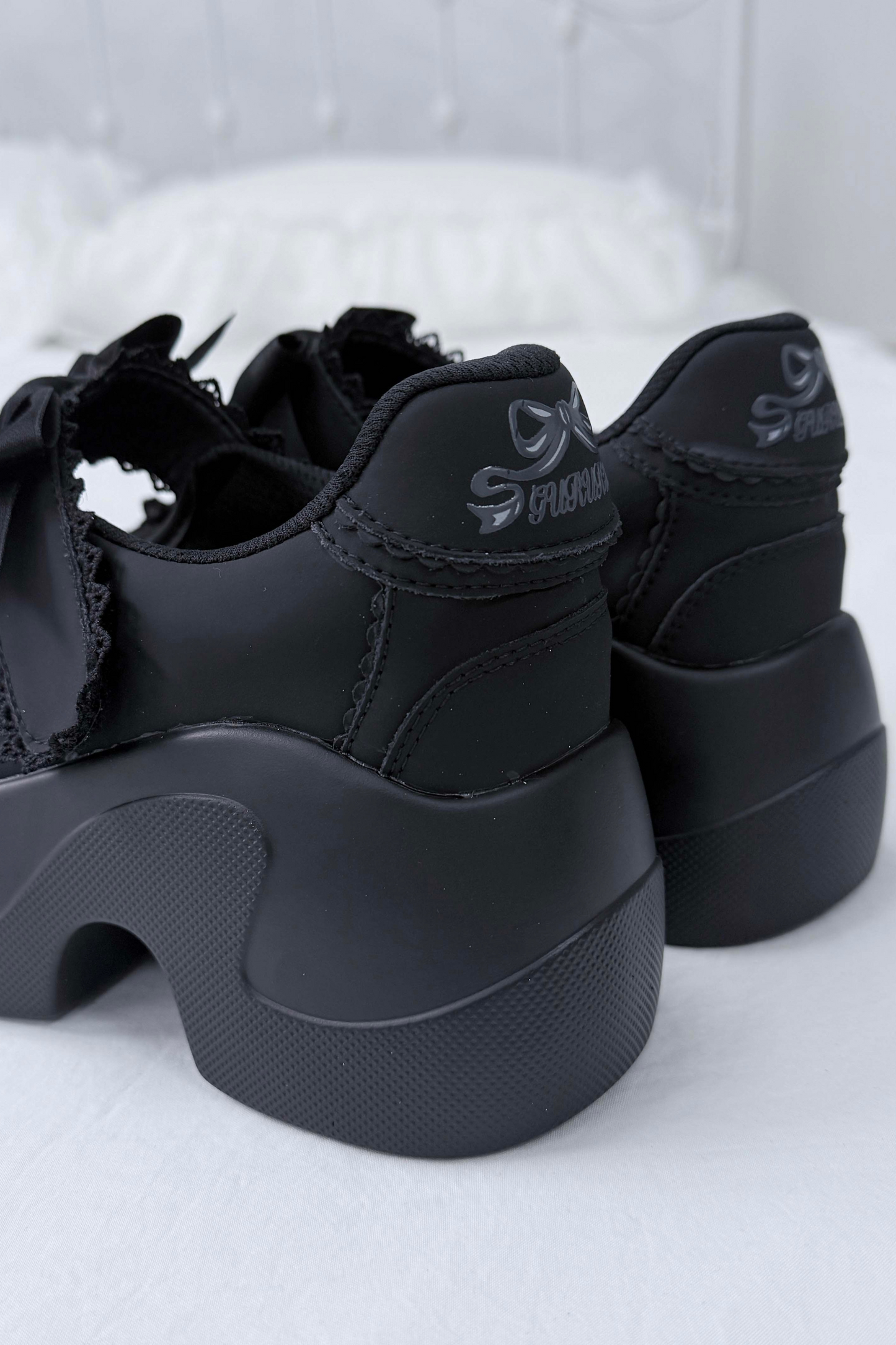 Ruffle Lace Ribbon Platform Shoes