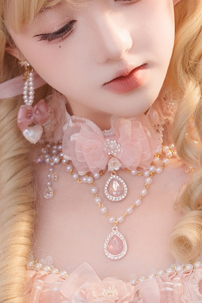 Sweet Flower Tea Party Lolita Accessory Hat + Veil + Necklace + Gloves + Scepter