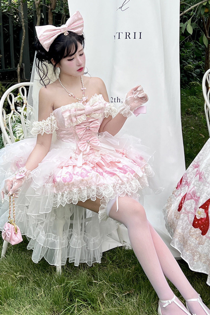 Ribbon Love Strawberry Princess Dress + Skirt