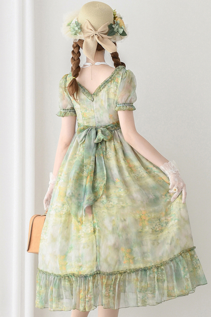 Marble Art High Waist Mark Lolita Dress