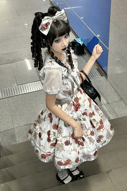 Retro Antique Cherry Sweet Lolita Dress + Jumper Skirt