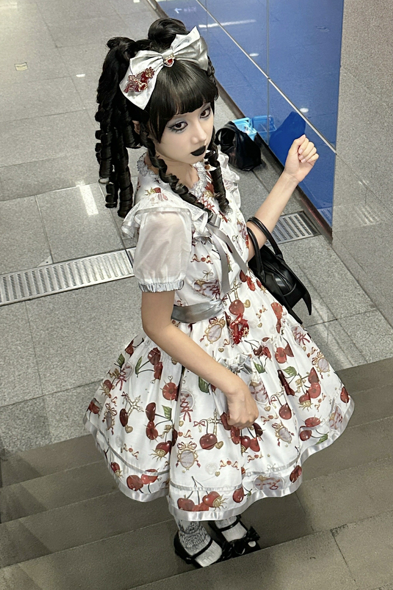 Retro Antique Cherry Sweet Lolita Dress + Jumper Skirt