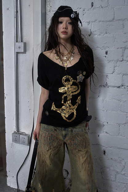 Y2k Tight Print Top