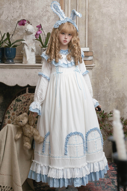 Rabbit Twin Blue Lolita Dress + Rabbit Headband