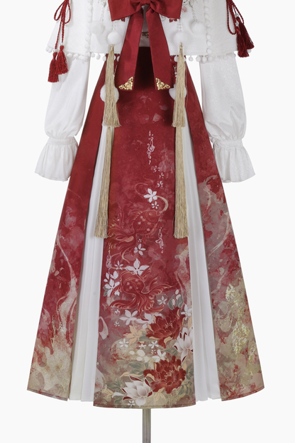 Retro Chinese-style Shawl + Tops + Skirt