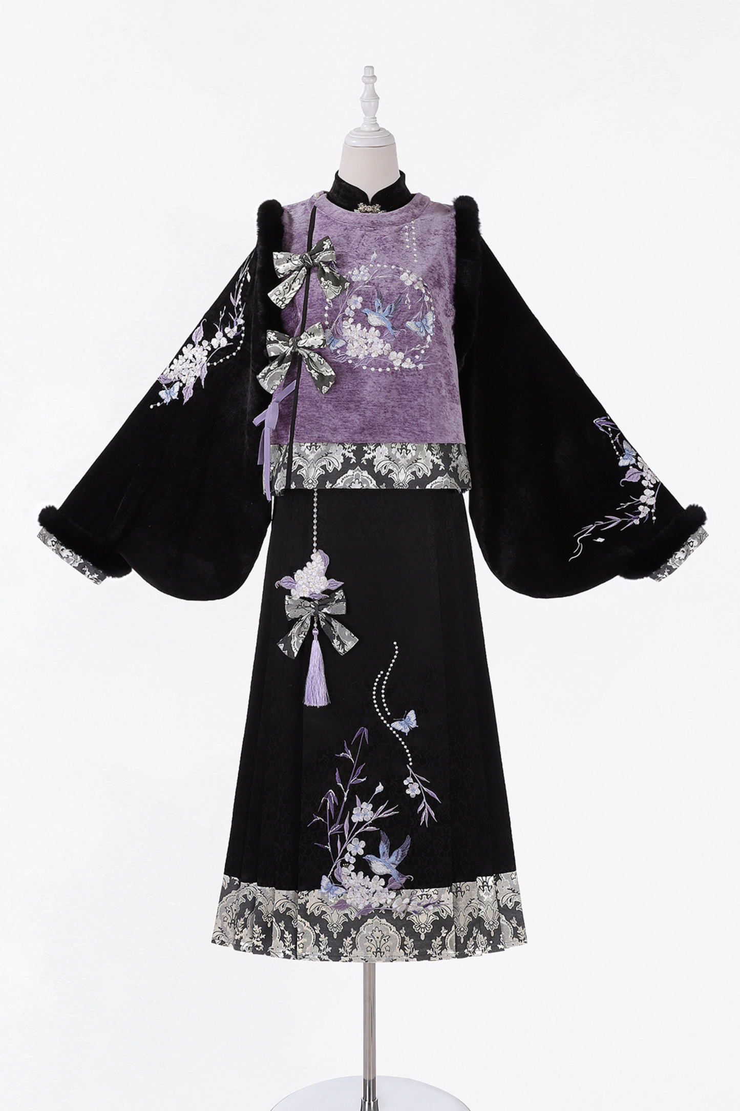 Dark Knight Chinese-style Top + Vest + Skirt