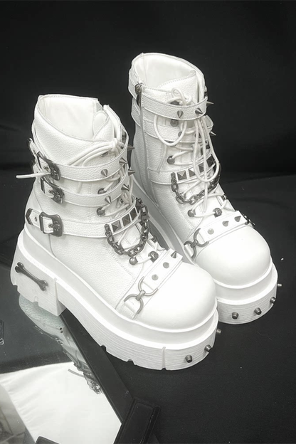 Leather Punk Platform Boots