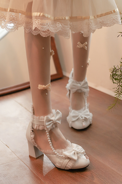 Pearl Ribbon Princess Lolita Shoes