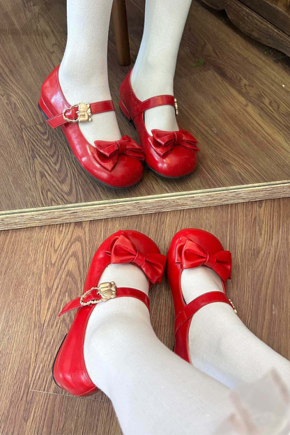 Glossy Color Ribbon Shoes