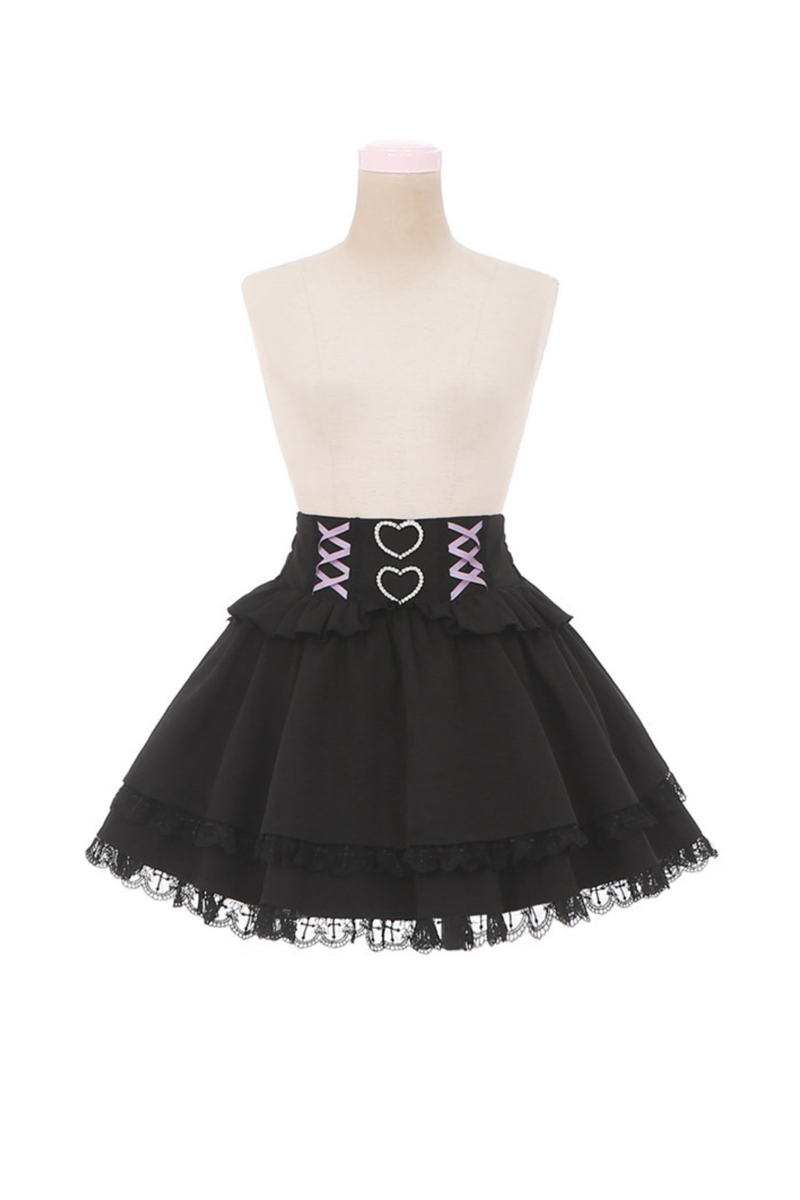 Lace Dark Shirt + Flare Skirt