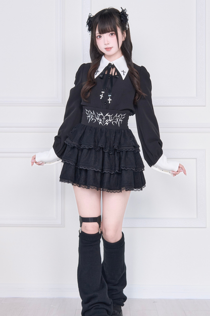 Cross Embroidery Shirt + Skirt