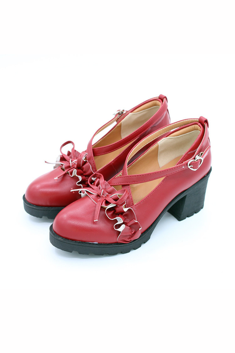 Ruffled Cross Design Lolita Shoes