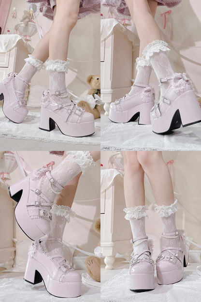 Cross Belt Design Shiny Shoes