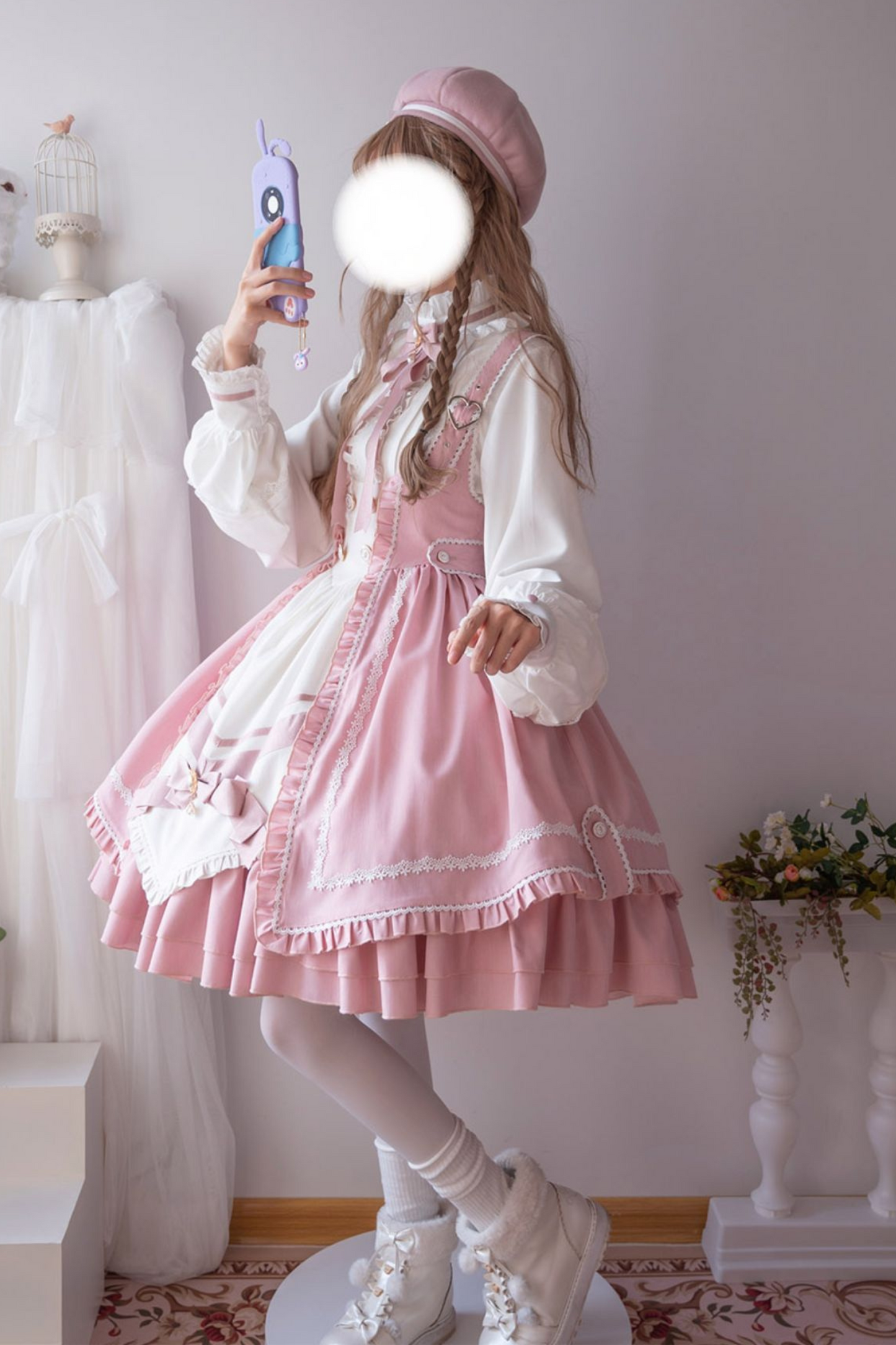 Pure Sweet Lolita Jumper Skirt + Hat + Headband