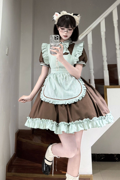 Mint Black Berry Lolita Dress + Apron + Tie