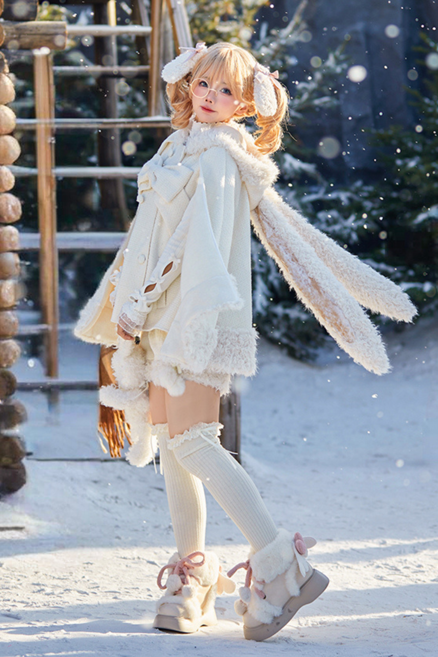 Animal Tweed Coat + Boa Shorts