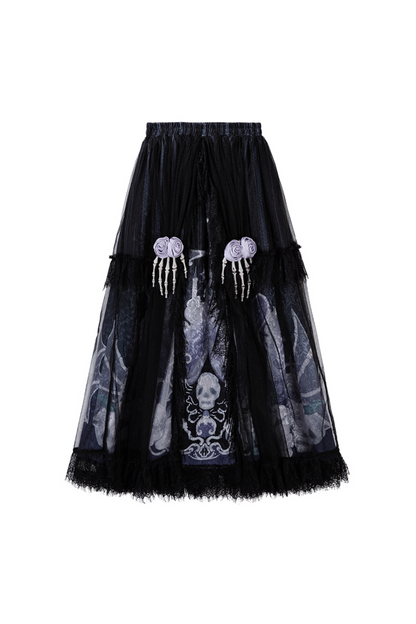 Gothic Style Dark Camisole Top + Dark Skull Skirt