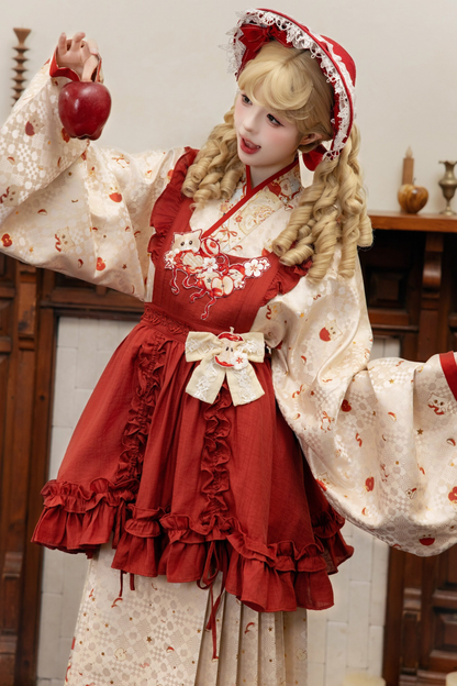 Apple Chinese-style Dress + Skirt + Overskirt + Brooch + Shawl