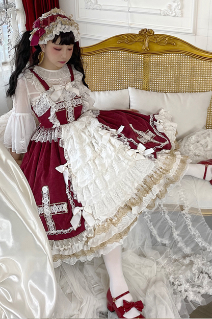 Gothic Doll Lace Jumperskirt + Baby Cap + Hairband + Shawl