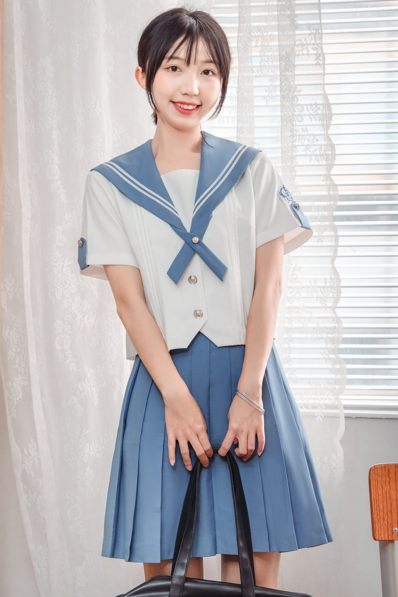 Retro College Sailor Shirt + Ribbon + Skirt