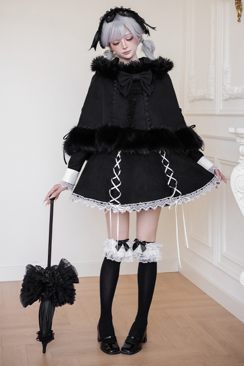 Mermaid Dress + Lace-up Short Dress + Cloak + Collar + Ribbon Brooch