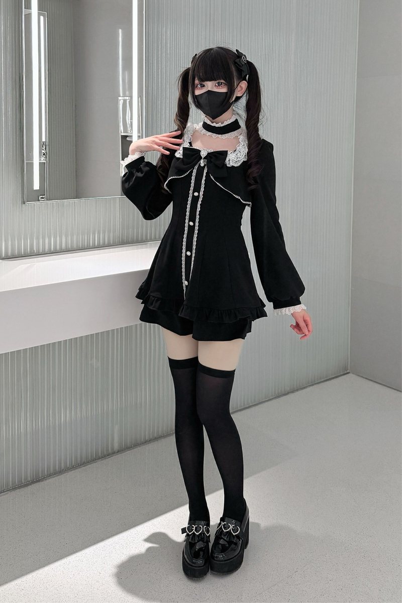 Jirai Flare Fake Two Piece Dress