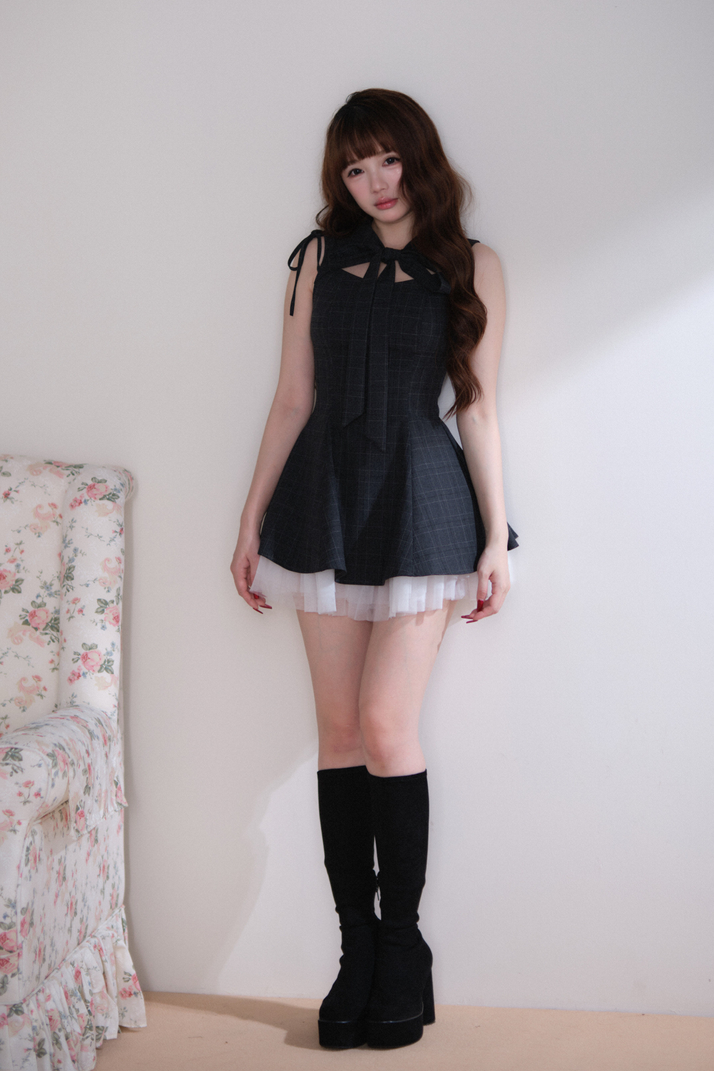 Plaid Layered Hem Sleeveless Dress