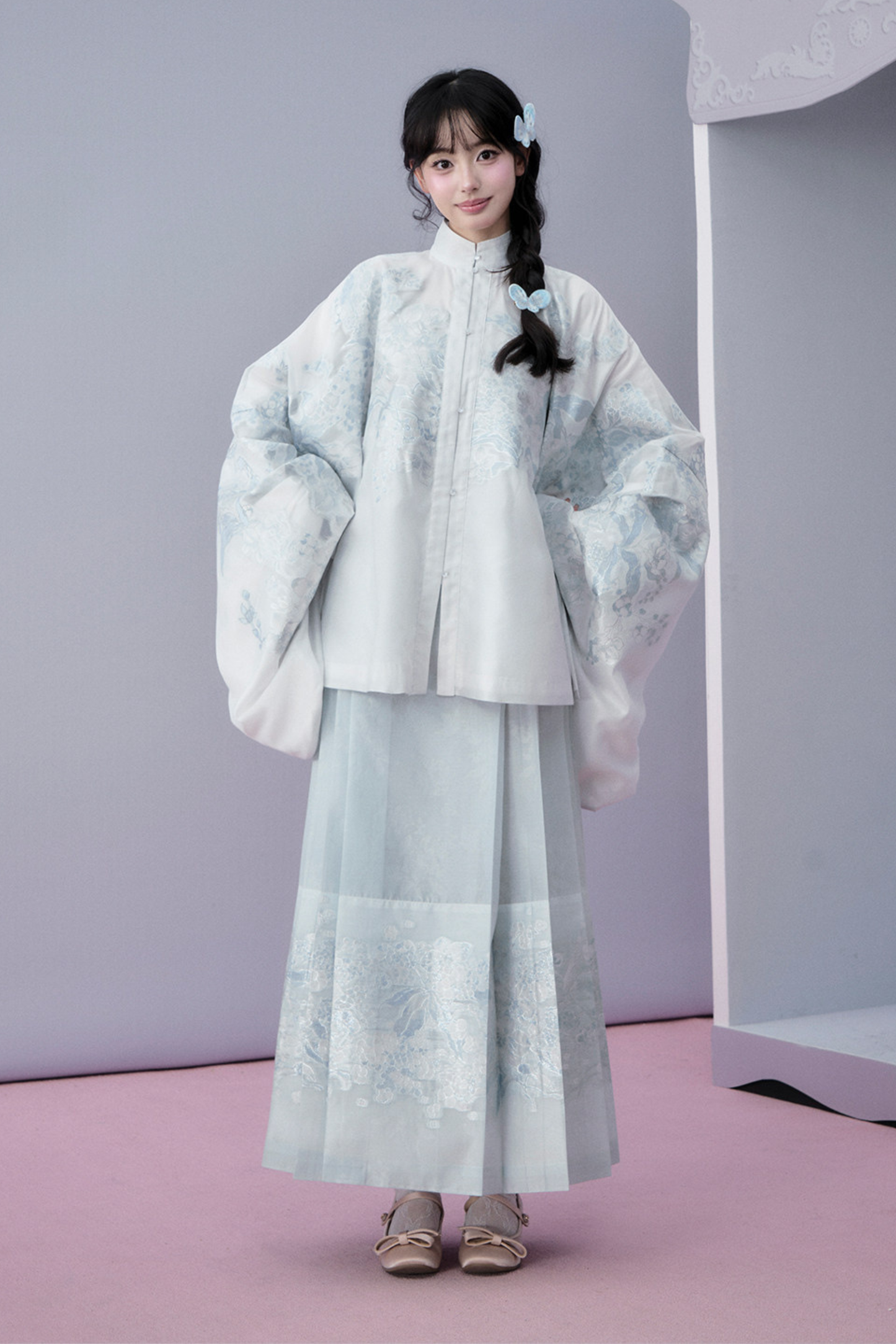 Water Mist Pure Chinese-style Jacket + Skirt + Overskirt
